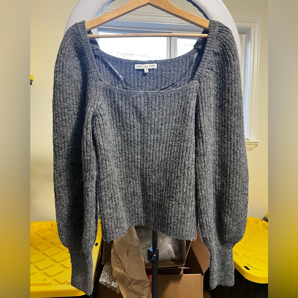 Rebecca Minkoff Grey Wool Puff Sleeve Pixi Sweater - Picture 5 of 15